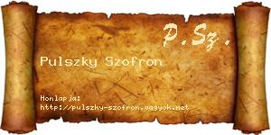 Pulszky Szofron névjegykártya